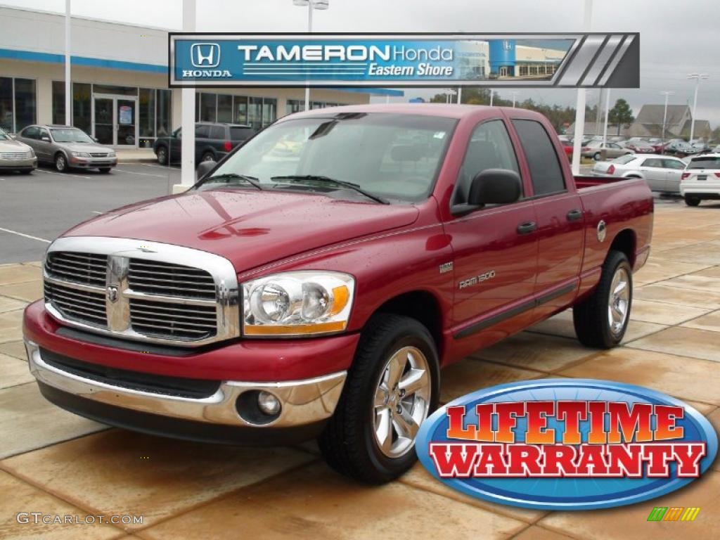 2006 Ram 1500 SLT Quad Cab - Inferno Red Crystal Pearl / Khaki Beige photo #1