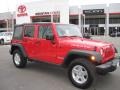 2008 Flame Red Jeep Wrangler Unlimited Rubicon 4x4  photo #1