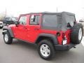 2008 Flame Red Jeep Wrangler Unlimited Rubicon 4x4  photo #4