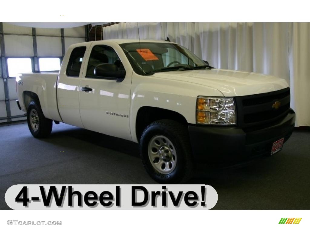 2008 Silverado 1500 Work Truck Extended Cab 4x4 - Summit White / Light Titanium/Dark Titanium photo #1