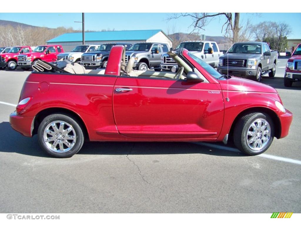 2006 PT Cruiser Touring Convertible - Inferno Red Crystal Pearl / Pastel Pebble Beige photo #4
