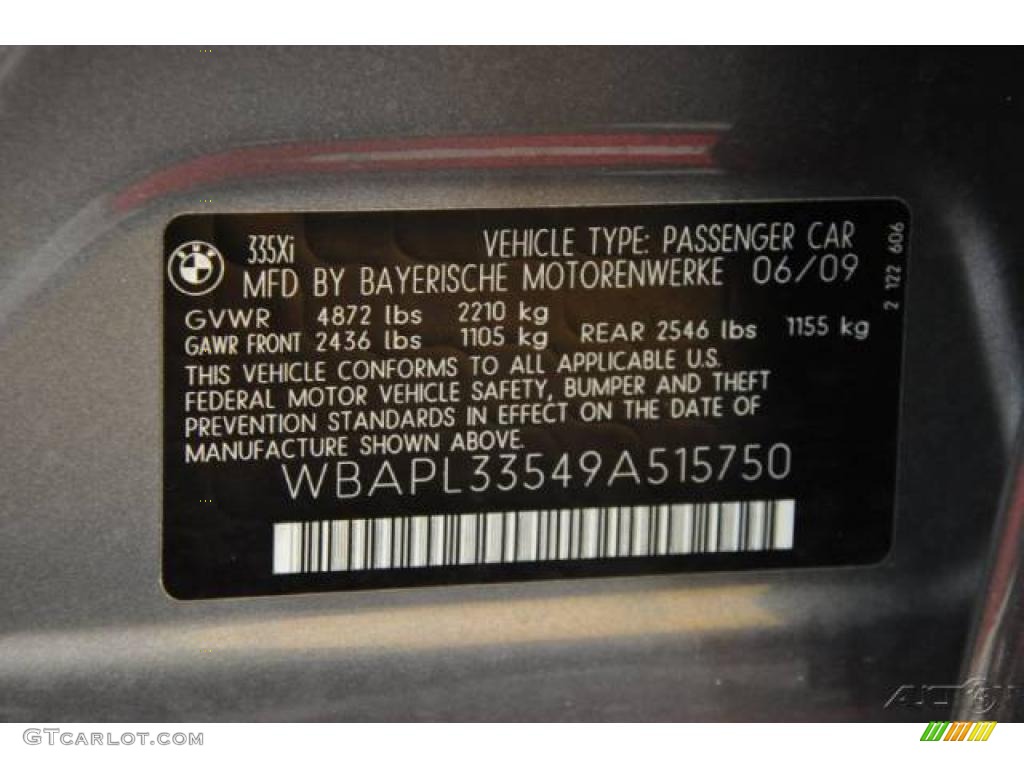 2009 3 Series 335xi Sedan - Space Grey Metallic / Black photo #11