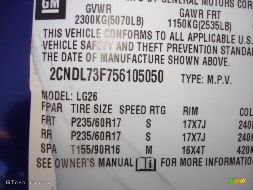 2005 Equinox LT AWD - Laser Blue Metallic / Light Gray photo #13