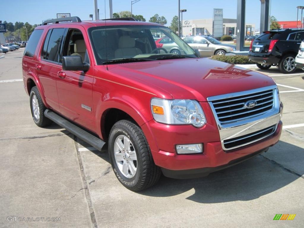 2008 Explorer XLT 4x4 - Redfire Metallic / Camel photo #2