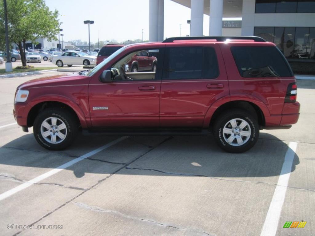 2008 Explorer XLT 4x4 - Redfire Metallic / Camel photo #3