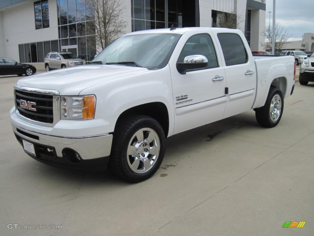 2010 Sierra 1500 SLE Crew Cab - Summit White / Ebony photo #1