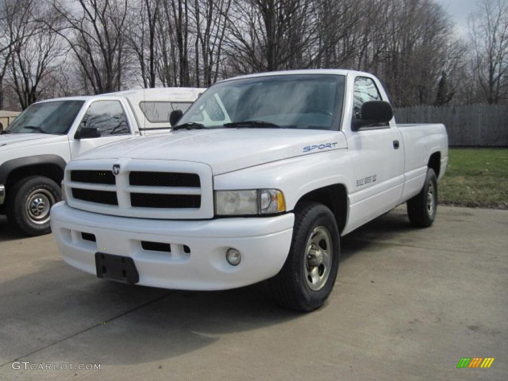 1999 Ram 1500 Sport Regular Cab - Bright White / Mist Gray photo #1