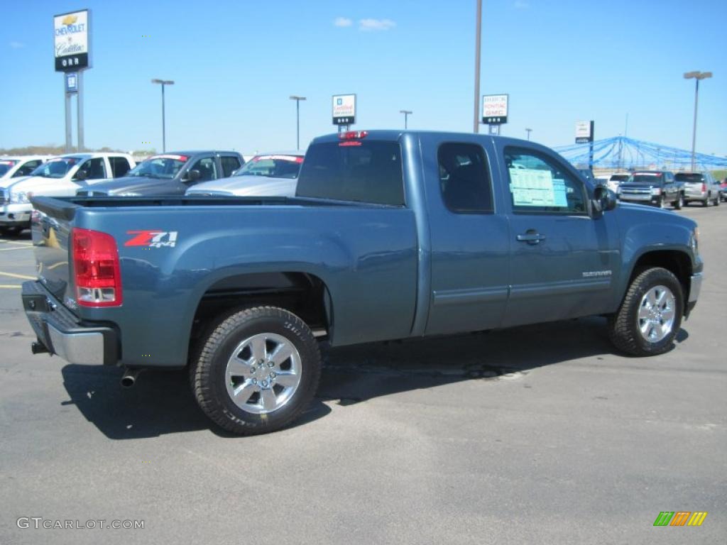 2010 Sierra 1500 SLT Extended Cab 4x4 - Stealth Gray Metallic / Ebony photo #4