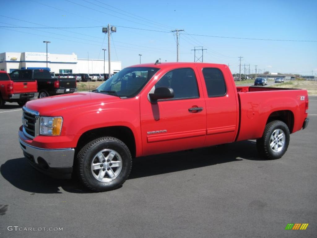 2010 Sierra 1500 SLE Extended Cab 4x4 - Fire Red / Ebony photo #1