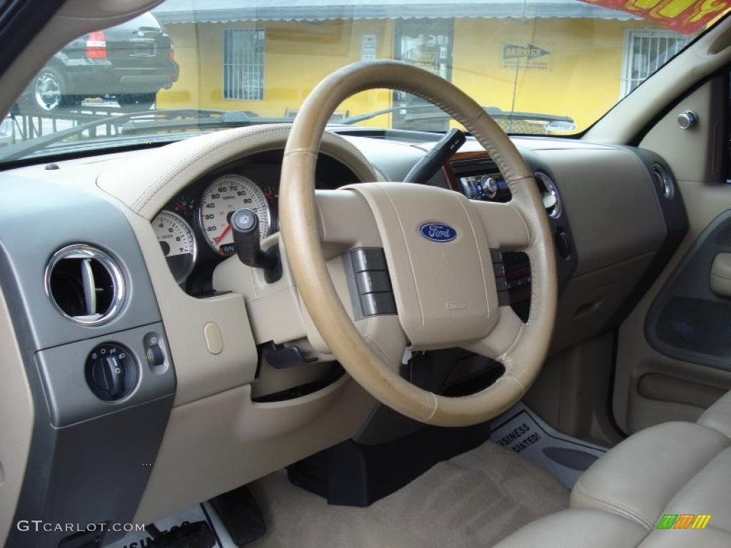2005 F150 Lariat SuperCrew - Medium Wedgewood Blue Metallic / Tan photo #8