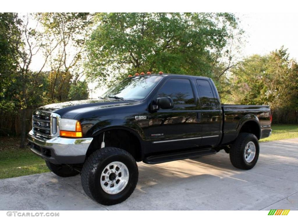 1999 F350 Super Duty Lariat SuperCab 4x4 - Black / Medium Prairie Tan photo #2