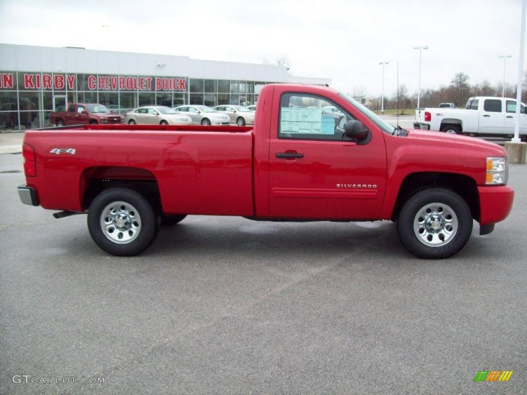 2010 Silverado 1500 LT Regular Cab 4x4 - Victory Red / Light Cashmere/Ebony photo #5