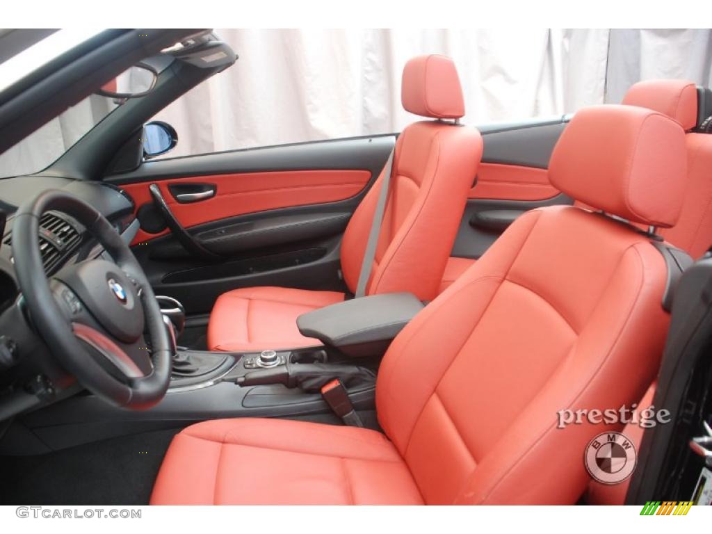 2009 1 Series 128i Convertible - Jet Black / Coral Red Boston Leather photo #9