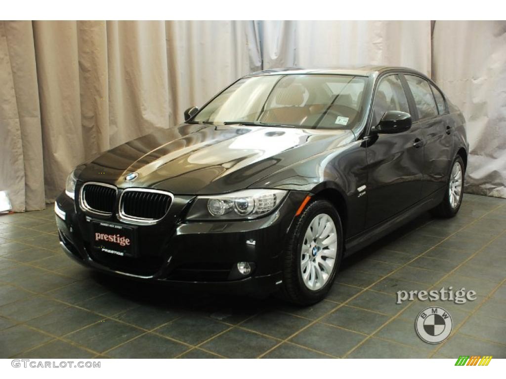2009 3 Series 328xi Sedan - Black Sapphire Metallic / Coral Red/Black Dakota Leather photo #1