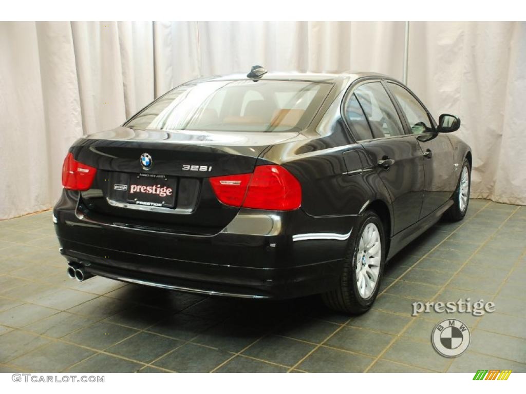 2009 3 Series 328xi Sedan - Black Sapphire Metallic / Coral Red/Black Dakota Leather photo #2