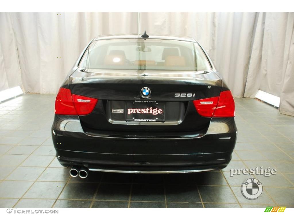 2009 3 Series 328xi Sedan - Black Sapphire Metallic / Coral Red/Black Dakota Leather photo #3