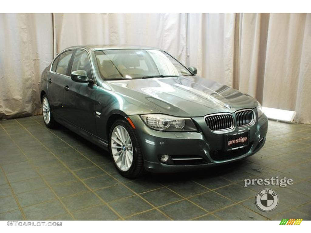 2009 3 Series 335xi Sedan - Tasman Green Metallic / Beige photo #7