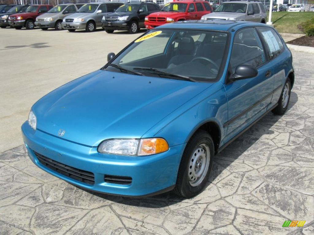 1992 Civic DX Hatchback - Harvard Blue Pearl / Gray photo #2