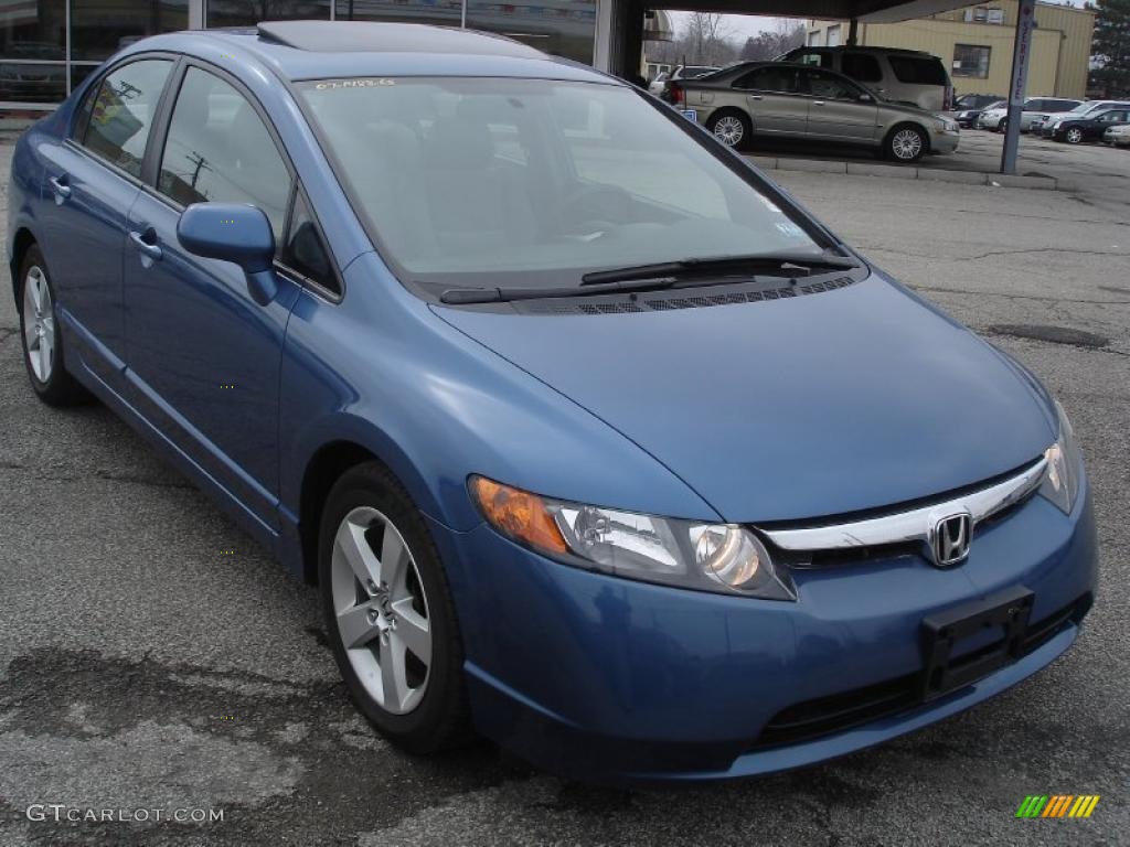 2007 Civic EX Sedan - Atomic Blue Metallic / Gray photo #3