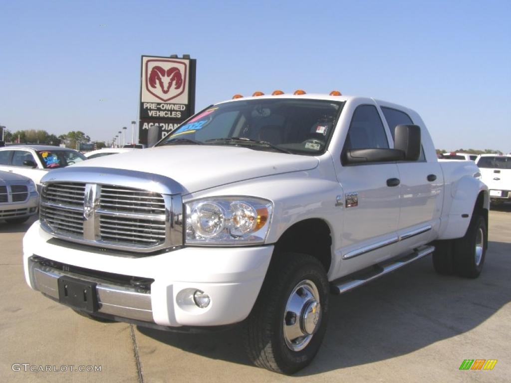2008 Ram 3500 Laramie Mega Cab 4x4 Dually - Bright White / Khaki photo #1