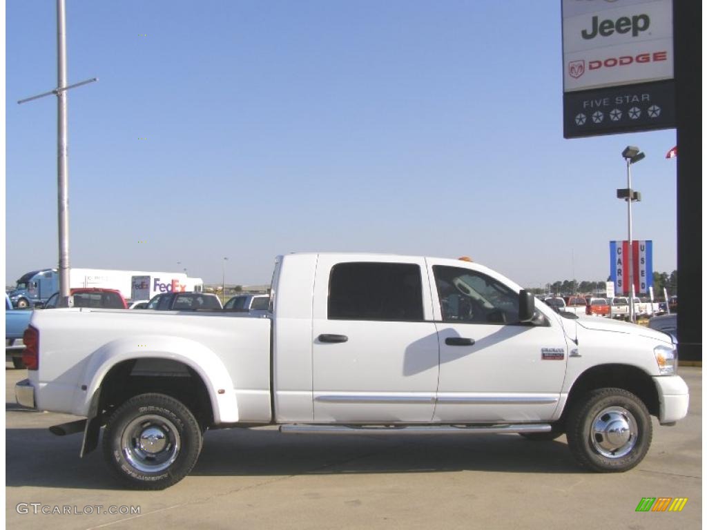 2008 Ram 3500 Laramie Mega Cab 4x4 Dually - Bright White / Khaki photo #6