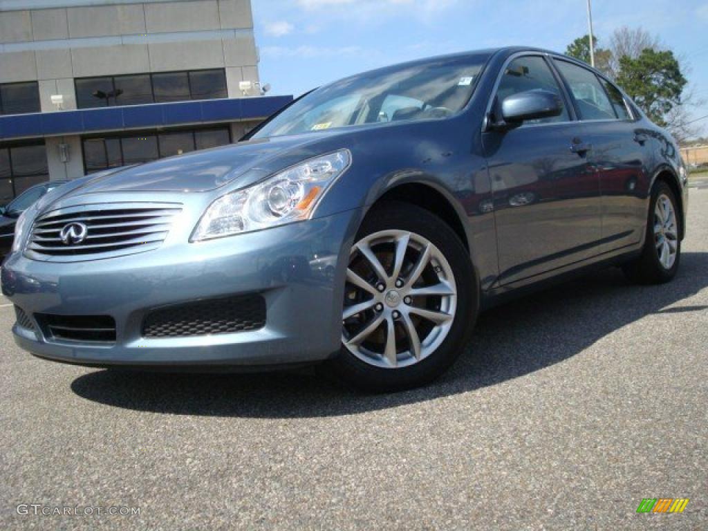 2008 G 35 Sedan - Lakeshore Slate Light Blue / Stone photo #1