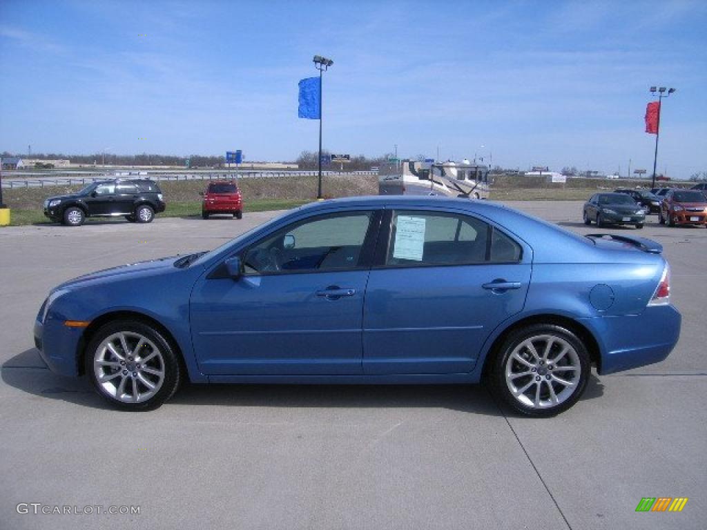 2009 Fusion SE V6 Blue Suede - Sport Blue Metallic / Alcantara Blue Suede/Charcoal Black Leather photo #6