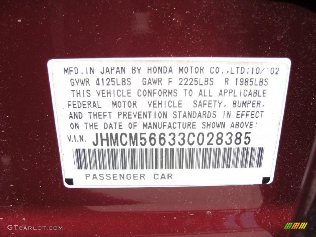 2003 Accord EX Sedan - Redondo Red Pearl / Gray photo #51