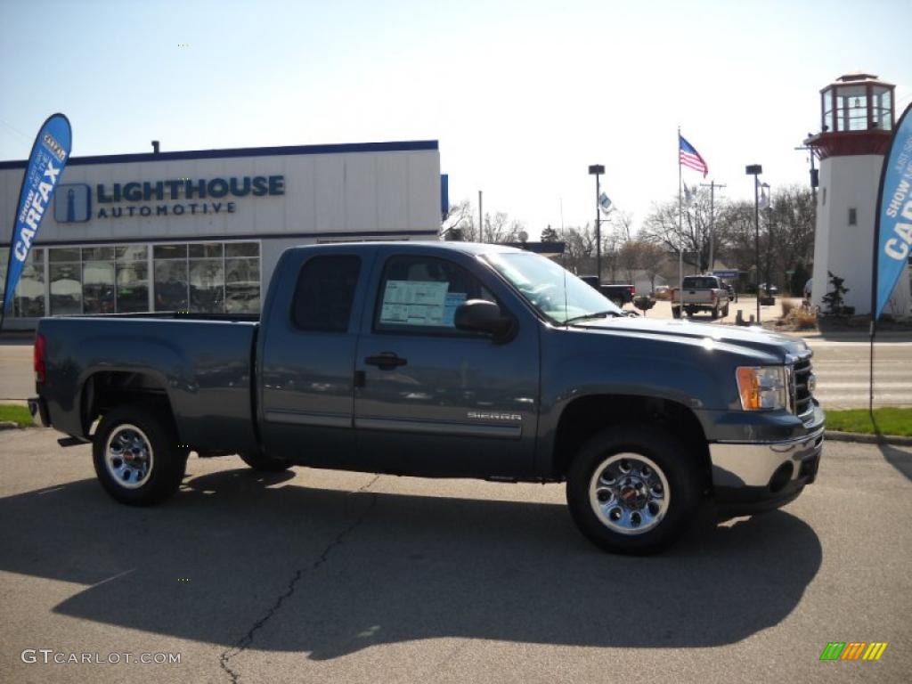 2010 Sierra 1500 SLE Extended Cab - Stealth Gray Metallic / Ebony photo #1