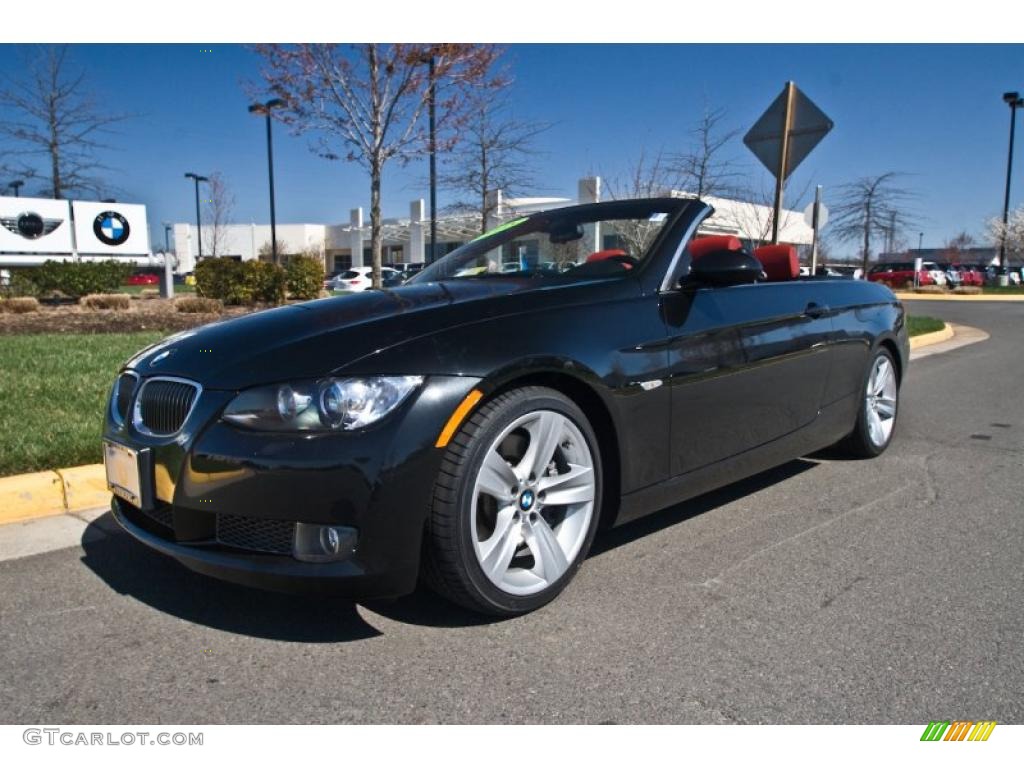 2008 3 Series 335i Convertible - Jet Black / Coral Red/Black photo #2