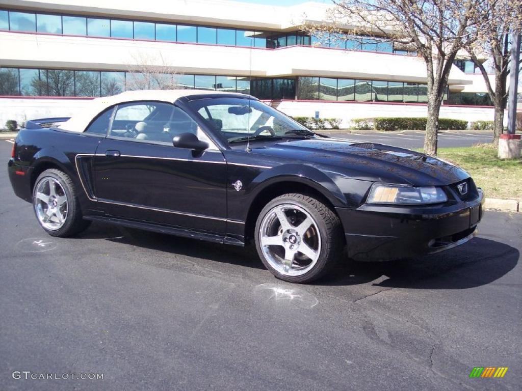 1999 Mustang V6 Convertible - Black / Medium Parchment photo #1