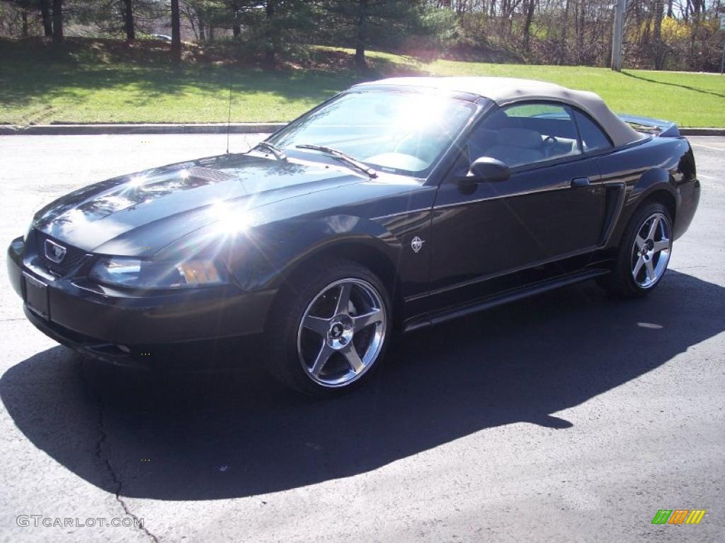 1999 Mustang V6 Convertible - Black / Medium Parchment photo #7