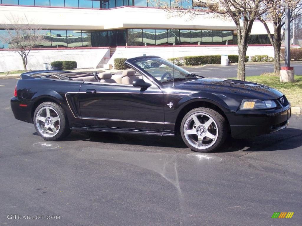 1999 Mustang V6 Convertible - Black / Medium Parchment photo #13