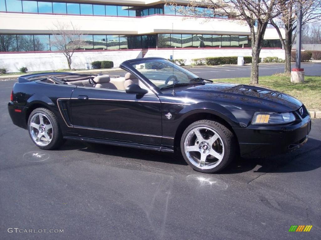 1999 Mustang V6 Convertible - Black / Medium Parchment photo #15