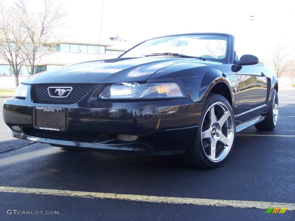 1999 Mustang V6 Convertible - Black / Medium Parchment photo #59