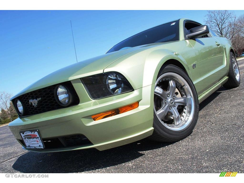 2005 Mustang GT Premium Coupe - Legend Lime Metallic / Dark Charcoal photo #1