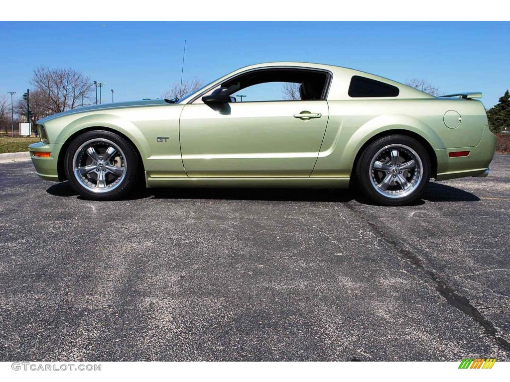 2005 Mustang GT Premium Coupe - Legend Lime Metallic / Dark Charcoal photo #3