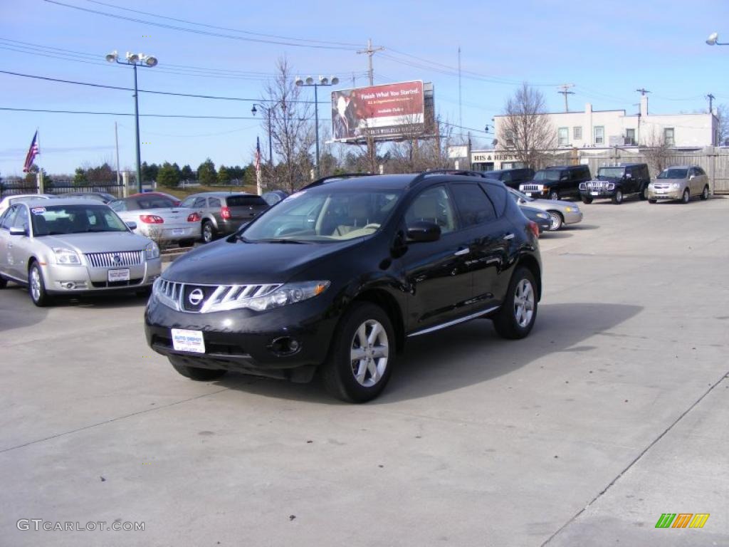 2009 Murano S AWD - Super Black / Beige photo #4