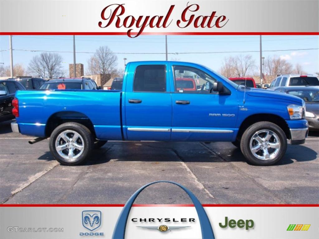 2007 Ram 1500 Big Horn Edition Quad Cab 4x4 - Electric Blue Pearl / Medium Slate Gray photo #1