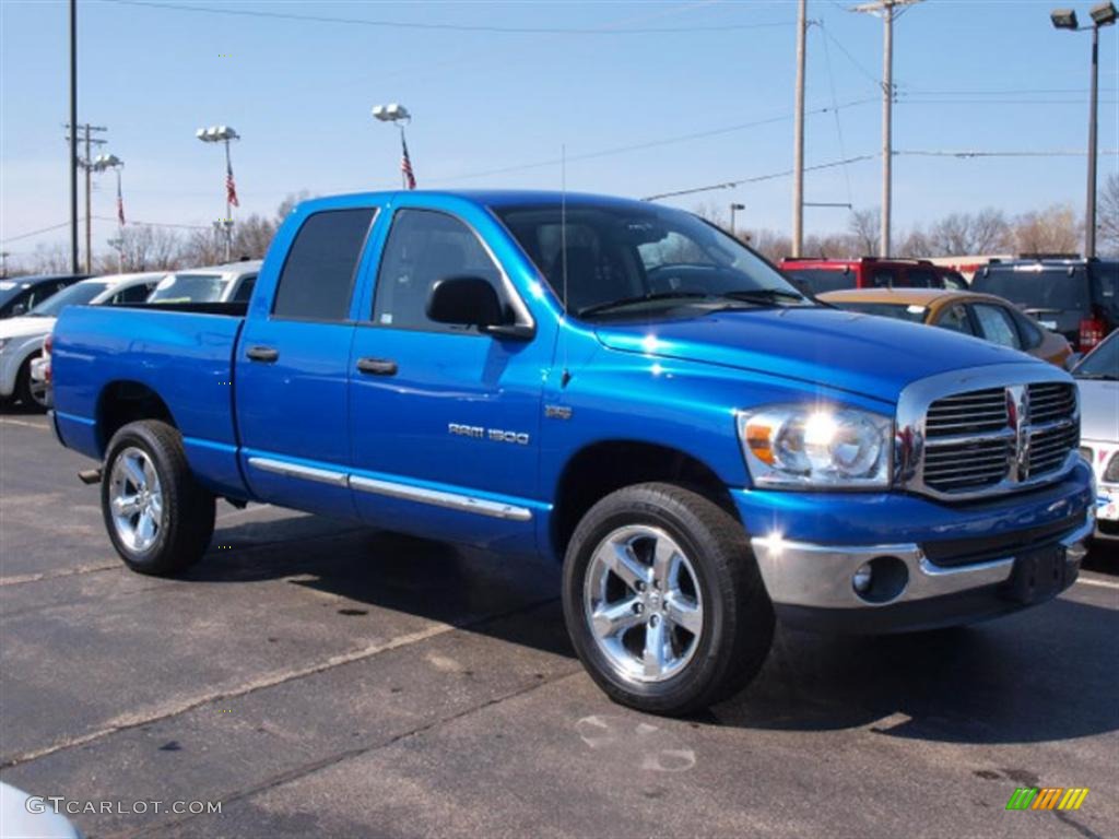 2007 Ram 1500 Big Horn Edition Quad Cab 4x4 - Electric Blue Pearl / Medium Slate Gray photo #2