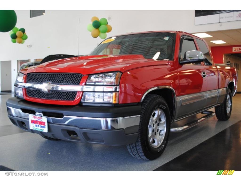 2003 Silverado 1500 LS Extended Cab - Victory Red / Dark Charcoal photo #3