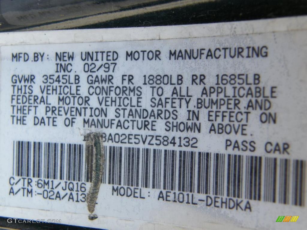 1997 Corolla  - Dark Emerald Pearl Green Metallic / Gray photo #29