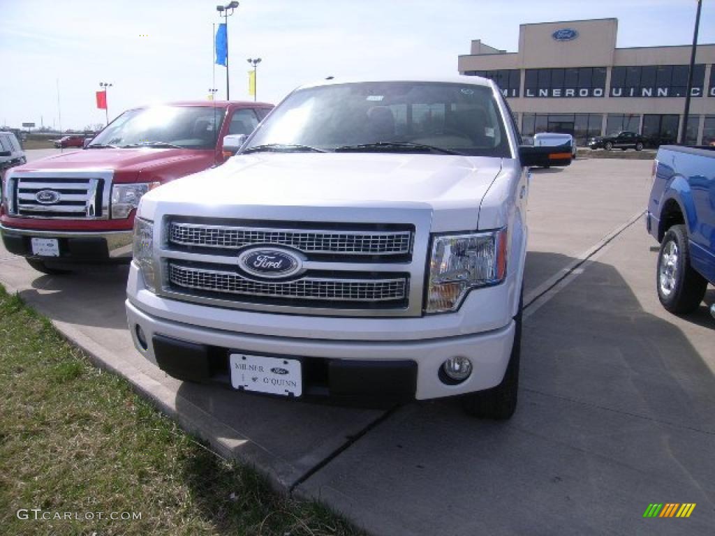 2010 F150 Platinum SuperCrew - White Platinum Metallic Tri Coat / Sienna Brown Leather/Black photo #8