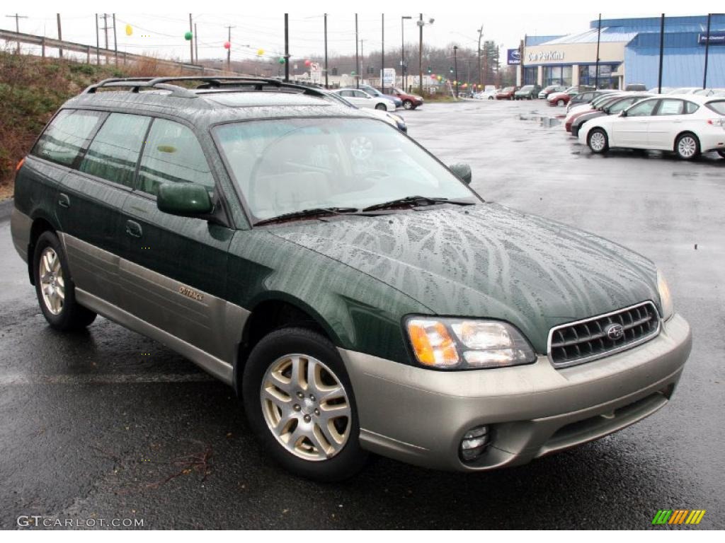 2003 Outback Limited Wagon - Timberline Green Pearl / Beige photo #1