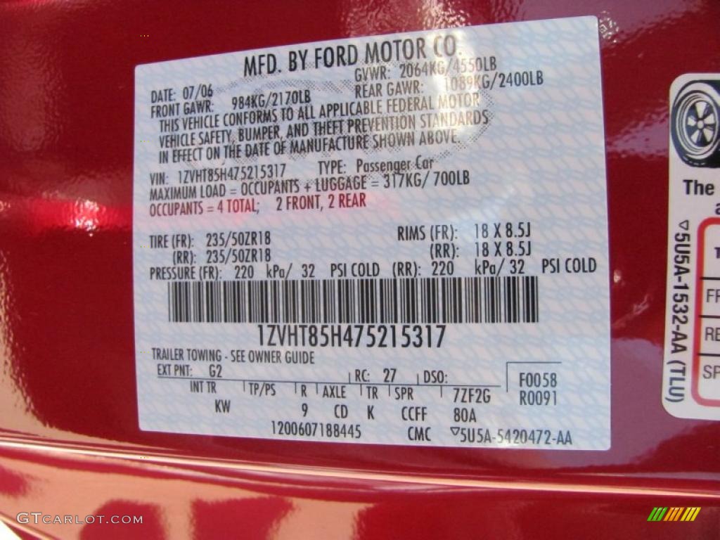 2007 Mustang GT Premium Convertible - Redfire Metallic / Dark Charcoal photo #19