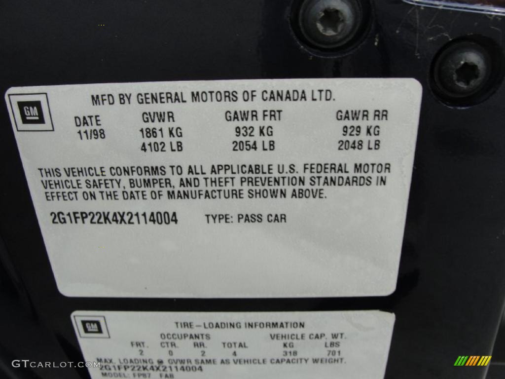 1999 Camaro Coupe - Navy Blue Metallic / Dark Gray photo #44