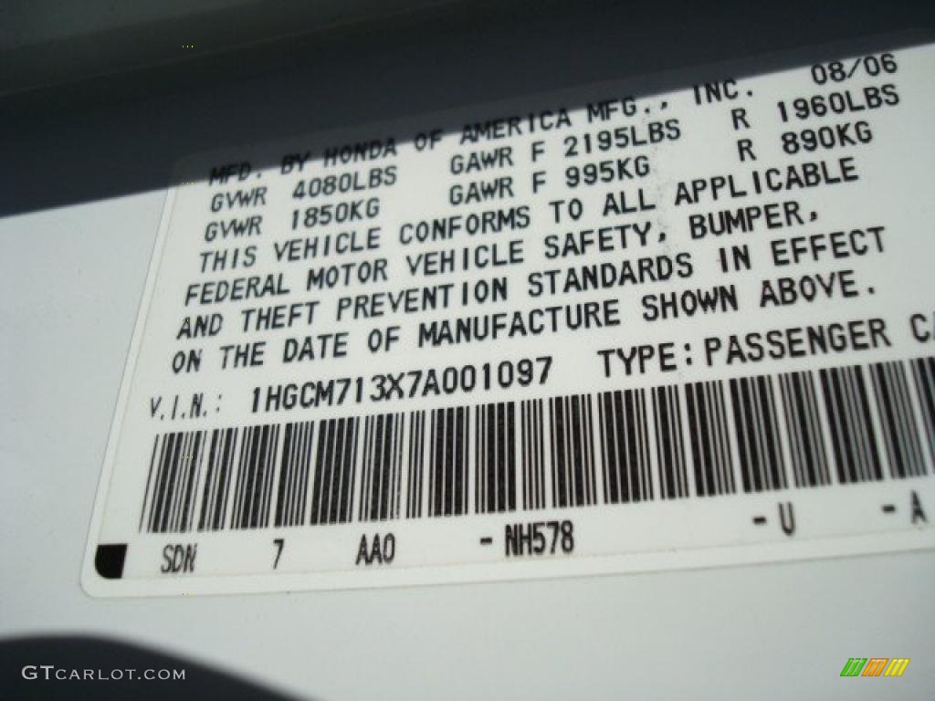 2007 Accord LX Coupe - Taffeta White / Ivory photo #23