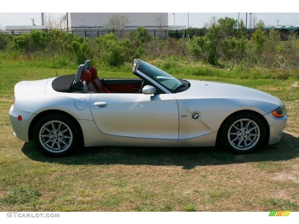 2003 Z4 2.5i Roadster - Titanium Silver Metallic / Red photo #4