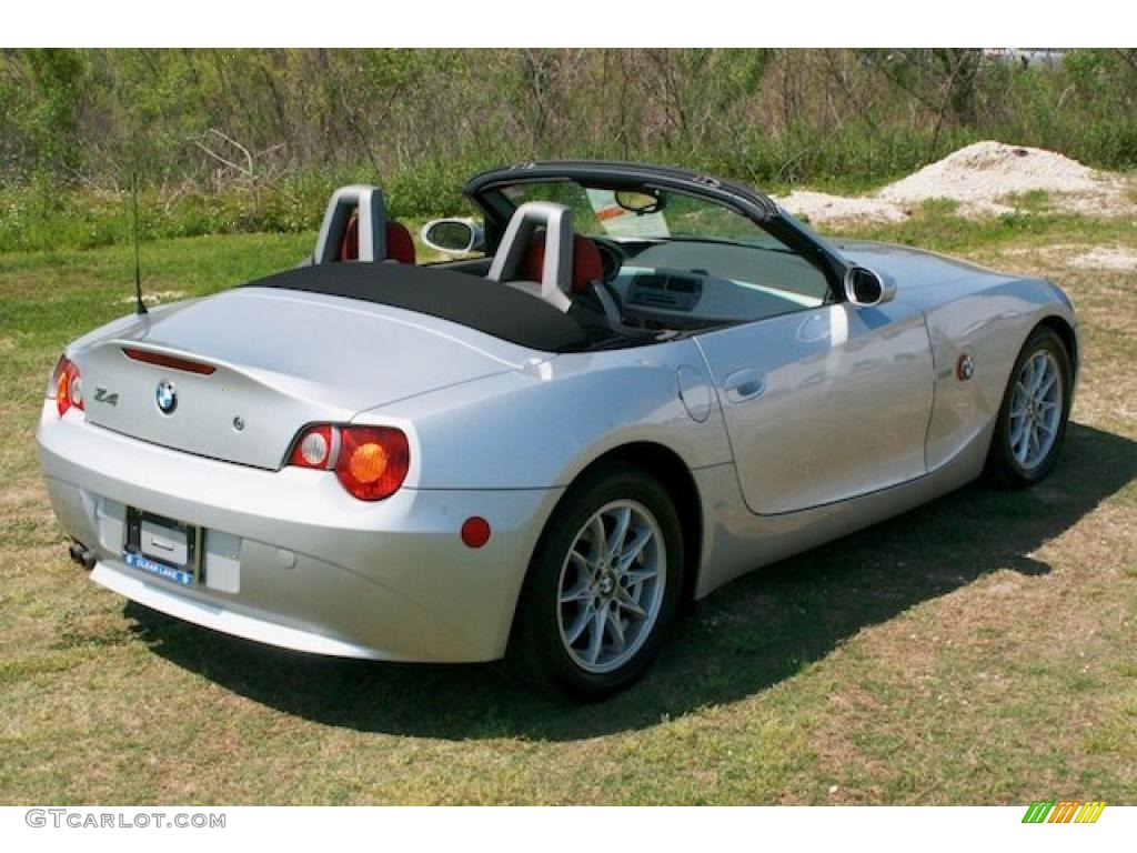 2003 Z4 2.5i Roadster - Titanium Silver Metallic / Red photo #26