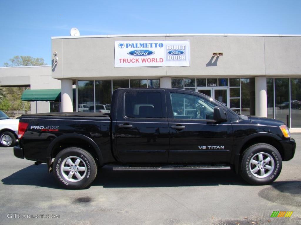 2008 Titan Pro-4X Crew Cab 4x4 - Galaxy Black / Pro 4X Charcoal photo #1